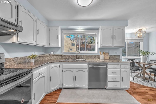 kitchen with white cabinetry, stainless steel appliances, and sink