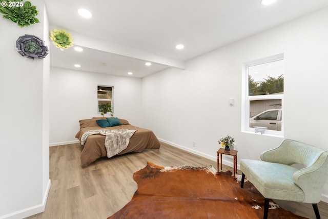 bedroom featuring light wood-type flooring