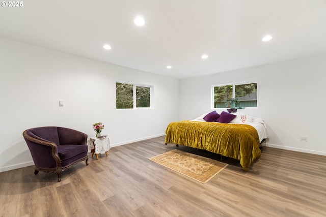 bedroom featuring light wood-type flooring