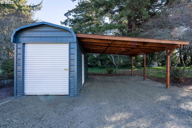 view of outbuilding featuring a garage