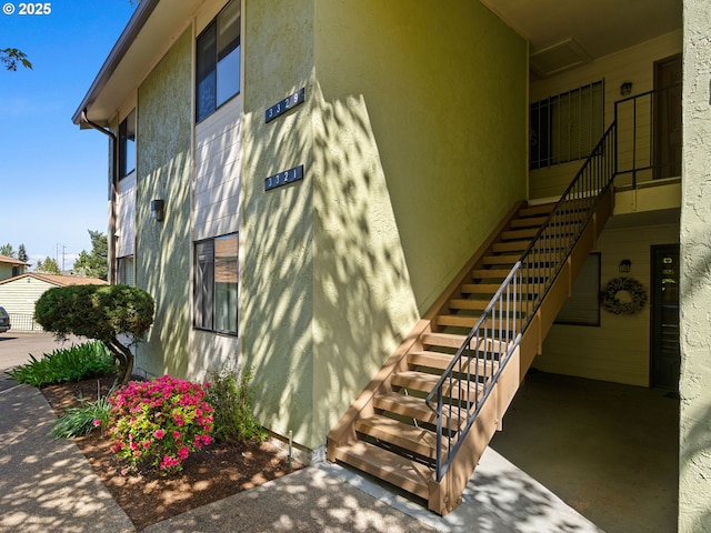 3329 NE 162nd Ave, Portland, OR 97230 - view of side of home with stucco siding and stairway