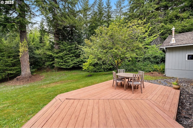 92757 Claremont Rd, Astoria, OR 97103 - wooden terrace with outdoor dining space and a lawn