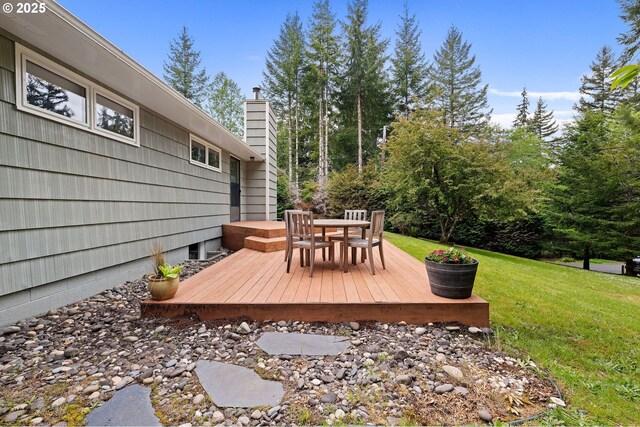 92757 Claremont Rd, Astoria, OR 97103 - wooden deck with a lawn and outdoor dining space