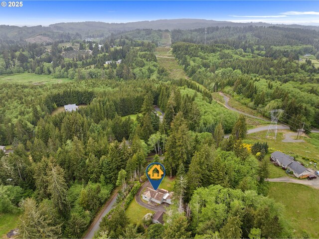 92757 Claremont Rd, Astoria, OR 97103 - drone / aerial view of a heavily wooded area and mountains