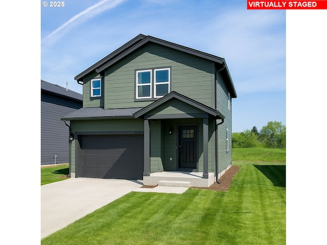 617 S 16th St, Philomath, OR 97370 - view of front of property with a front lawn, driveway, and a garage