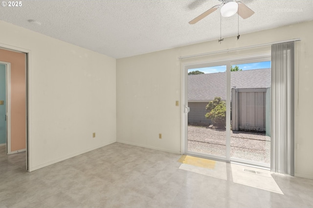 5312 SW Erickson Ave, Beaverton, OR 97005 - empty room with a textured ceiling, a ceiling fan, and tile patterned floors