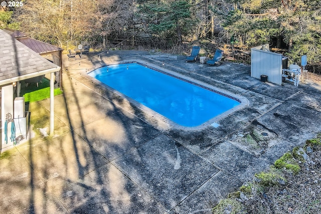 view of pool with a gazebo and a patio