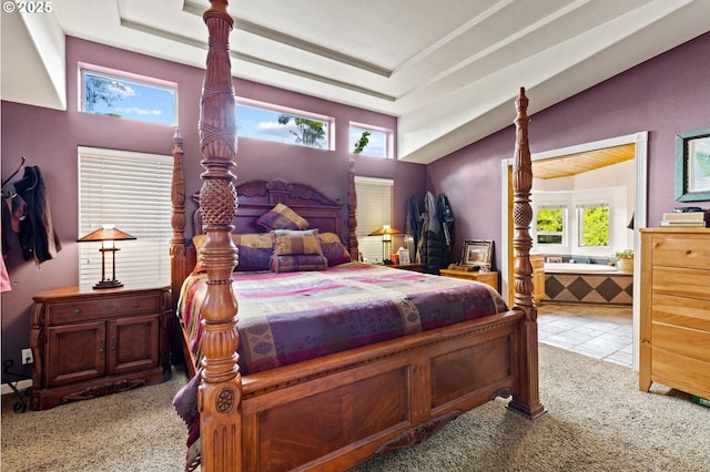 156 Peppermill Rd, Kelso, WA 98626 - bedroom featuring carpet flooring, multiple windows, a tray ceiling, and connected bathroom