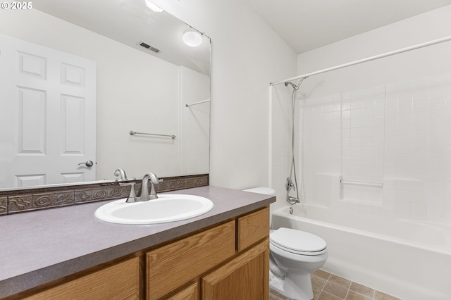 9234 SW Cascara Ln, Tualatin, OR 97062 - bathroom with toilet, vanity, bathing tub / shower combination, and tile patterned flooring