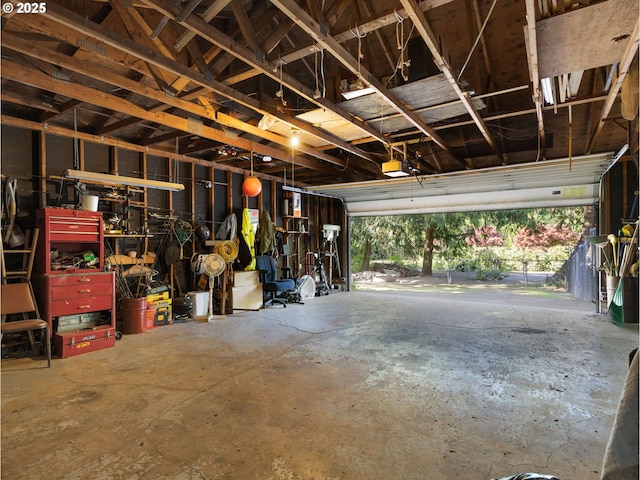 garage with a garage door opener