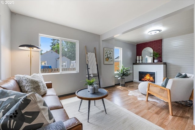 2251 SE 139th Ave, Portland, OR 97233 - living area with wood finished floors and a brick fireplace
