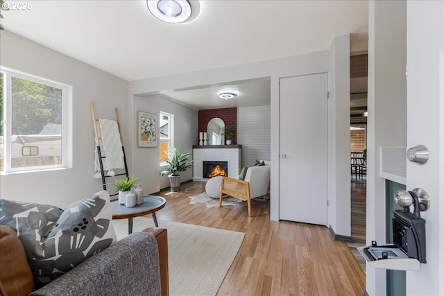 2251 SE 139th Ave, Portland, OR 97233 - living room with light wood-type flooring and a large fireplace