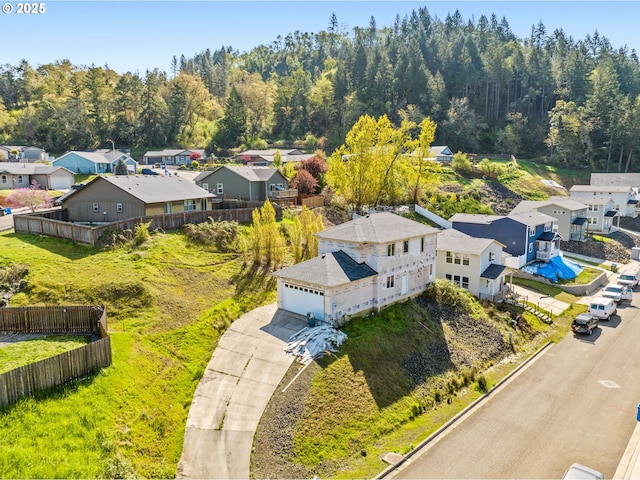 birds eye view of property with a residential view