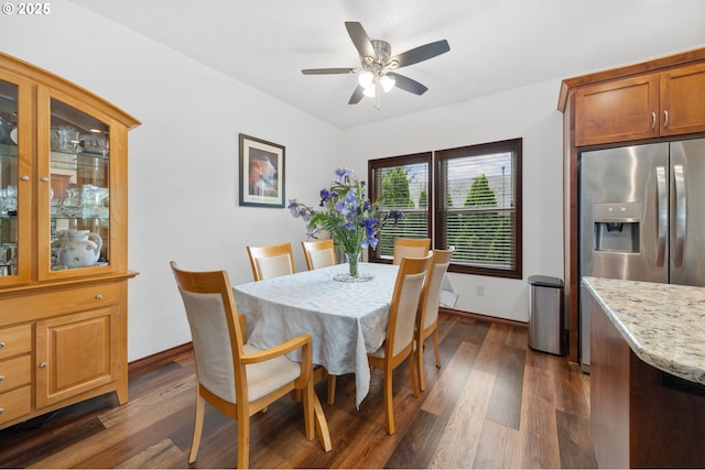 23072 SW Mansfield St, Sherwood, OR 97140 - dining room with dark wood-style floors, baseboards, and a ceiling fan