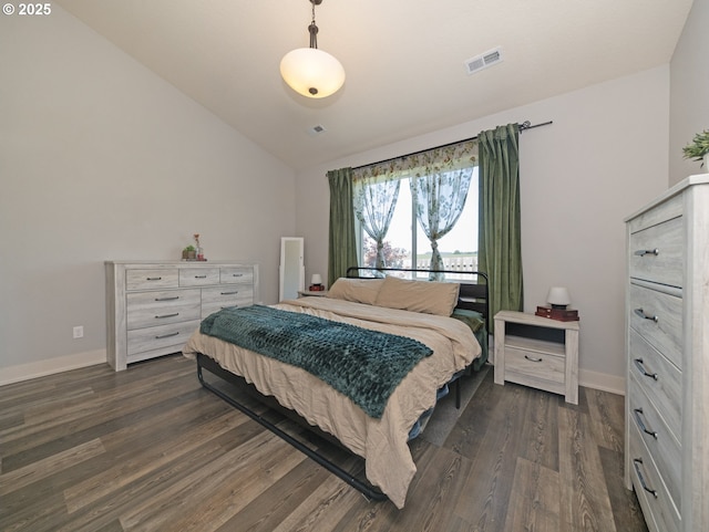 1058 E 16th St, Lafayette, OR 97127 - bedroom with lofted ceiling and dark wood-type flooring