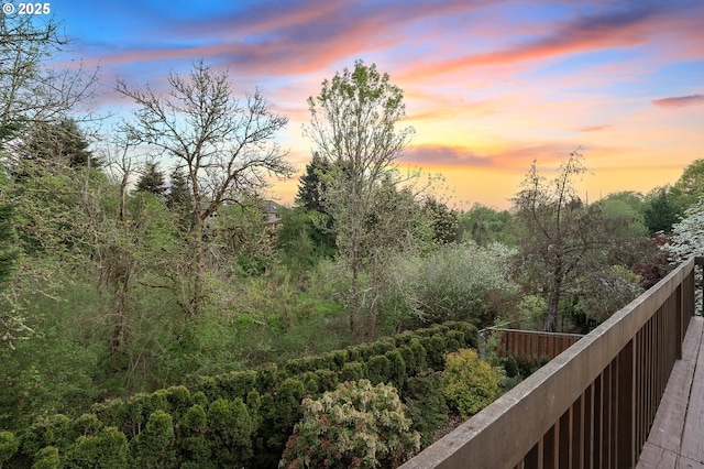 16904 SW Stellar Dr, Sherwood, OR 97140 - balcony at dusk featuring a wooded view