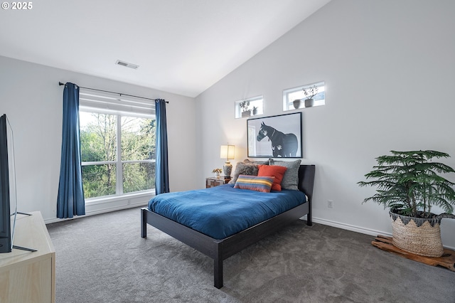 16904 SW Stellar Dr, Sherwood, OR 97140 - bedroom featuring carpet, high vaulted ceiling, and baseboards
