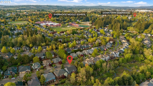 16904 SW Stellar Dr, Sherwood, OR 97140 - aerial overview of property's location featuring nearby suburban area