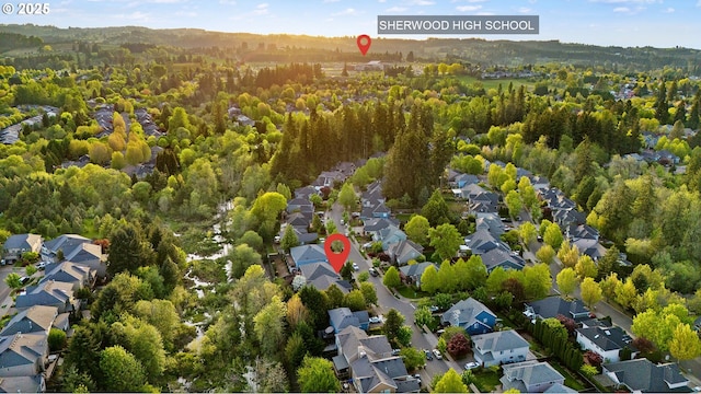 16904 SW Stellar Dr, Sherwood, OR 97140 - aerial view of property and surrounding area with a forest and nearby suburban area