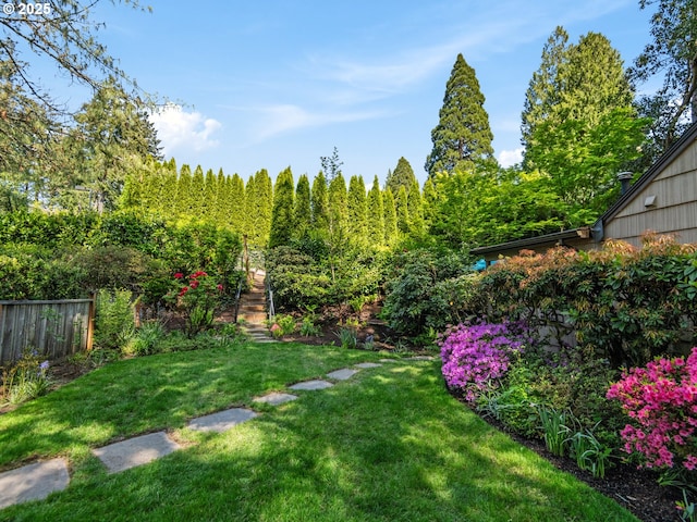 view of yard with fence