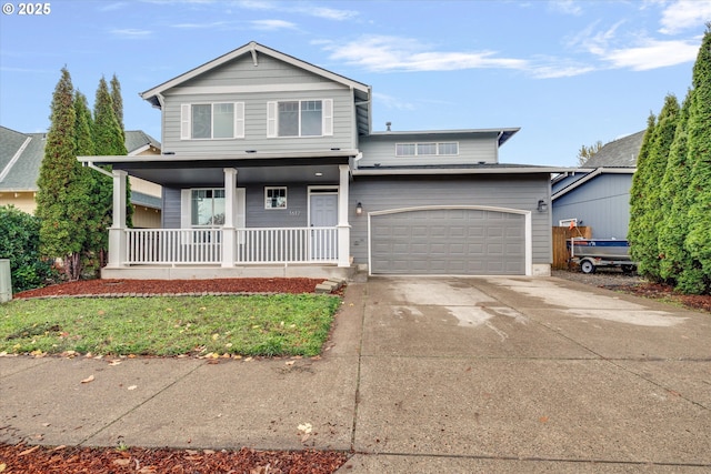 view of front of home with covered porch and concrete driveway