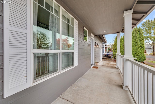 view of patio featuring a porch
