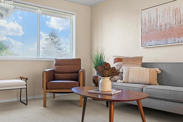 carpeted living room with a healthy amount of sunlight