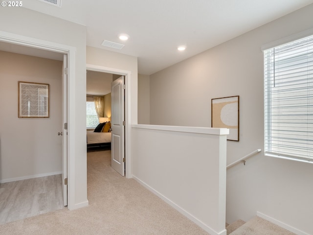 10386 NE 46th St, Vancouver, WA 98682 - hallway with carpet, an upstairs landing, baseboards, and recessed lighting