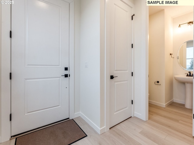 interior space with light hardwood / wood-style flooring