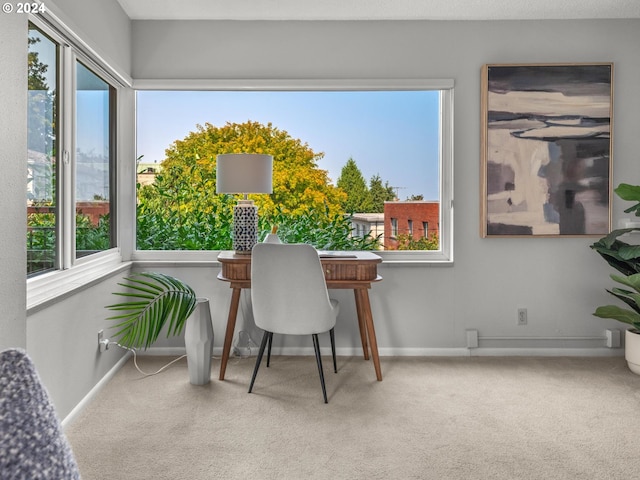 office area with baseboards and carpet flooring