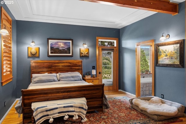 106 Green Valley Rd, Oakland, OR 97462 - bedroom with wood finished floors and access to exterior