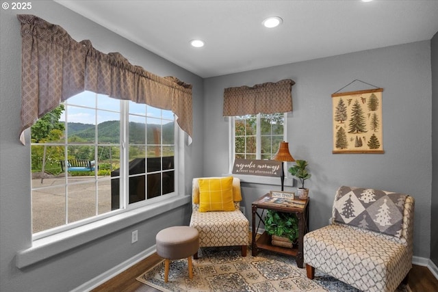 106 Green Valley Rd, Oakland, OR 97462 - living area with wood finished floors, recessed lighting, and a mountain view