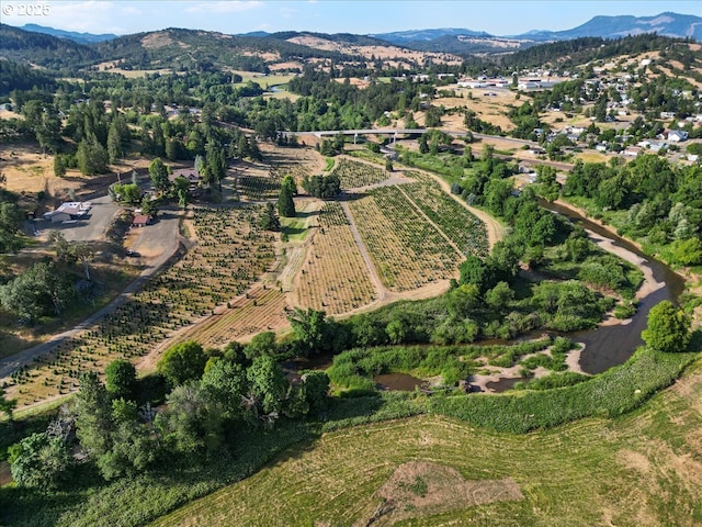 106 Green Valley Rd, Oakland, OR 97462 - aerial overview of property's location featuring a mountainous background, rural landscape, and abundant farmland