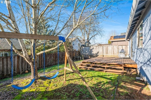 view of yard featuring a deck