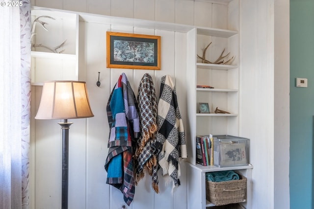 mudroom featuring built in features