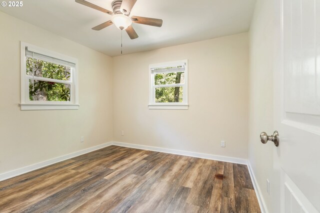 20220 E Peter Pl Unit 3, Sandy, OR 97055 - unfurnished room featuring plenty of natural light, wood finished floors, ceiling fan, and baseboards