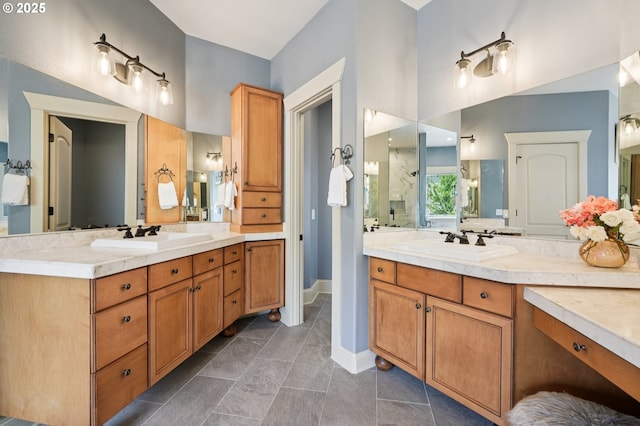 4706 NE 137th St, Vancouver, WA 98686 - full bathroom with two vanities, tile patterned floors, and a shower