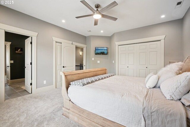 4706 NE 137th St, Vancouver, WA 98686 - carpeted bedroom featuring recessed lighting, a ceiling fan, and ensuite bathroom