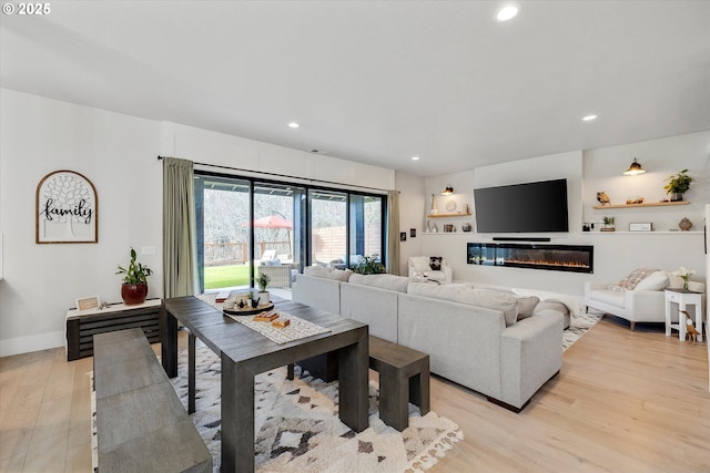 living room featuring light wood-type flooring