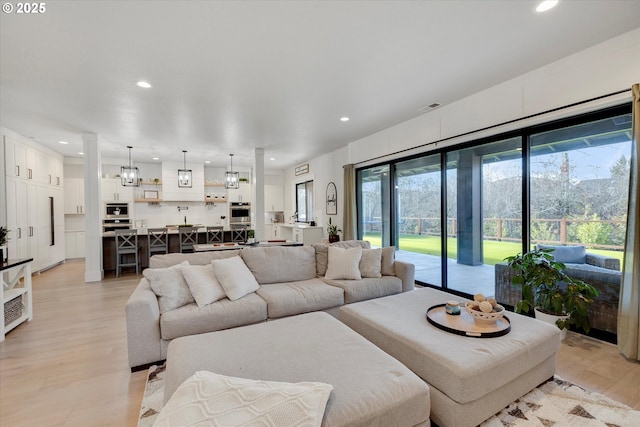 living room featuring light hardwood / wood-style floors