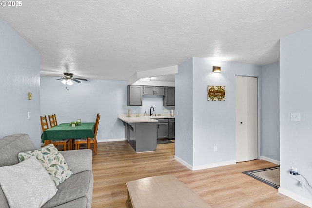 650 Harlow Rd Unit 233, Springfield, OR 97477 - living area featuring baseboards, a ceiling fan, and light wood finished floors