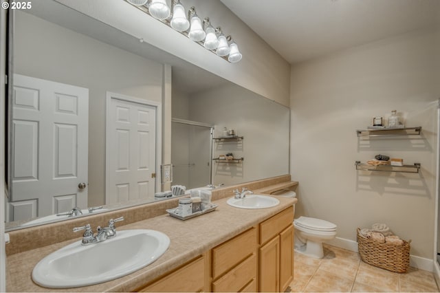 4630 Summerlinn Way W, Linn, OR 97068 - full bathroom with tile patterned flooring, double vanity, and a shower with shower door