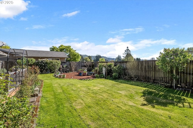 view of yard featuring a fenced backyard