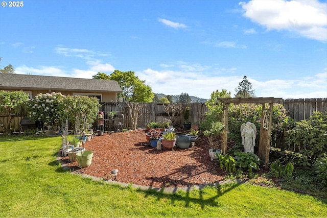 view of yard featuring a fenced backyard