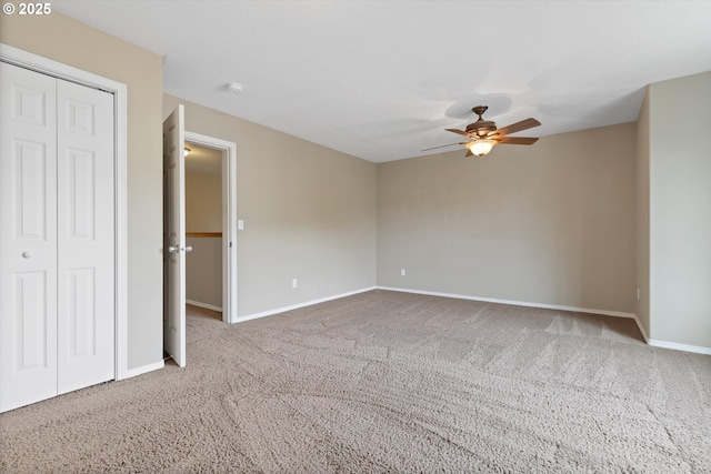18407 NE 20th St, Vancouver, WA 98684 - unfurnished bedroom with carpet flooring, baseboards, a closet, and a ceiling fan