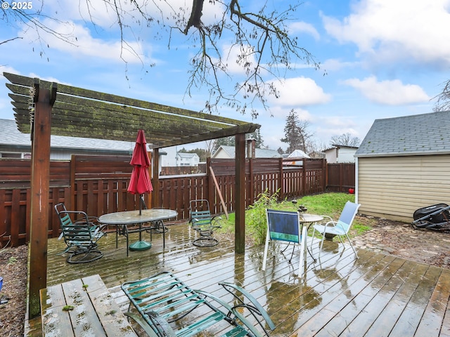 wooden terrace with a pergola