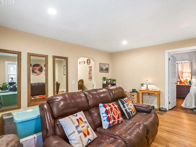 living room featuring light hardwood / wood-style floors