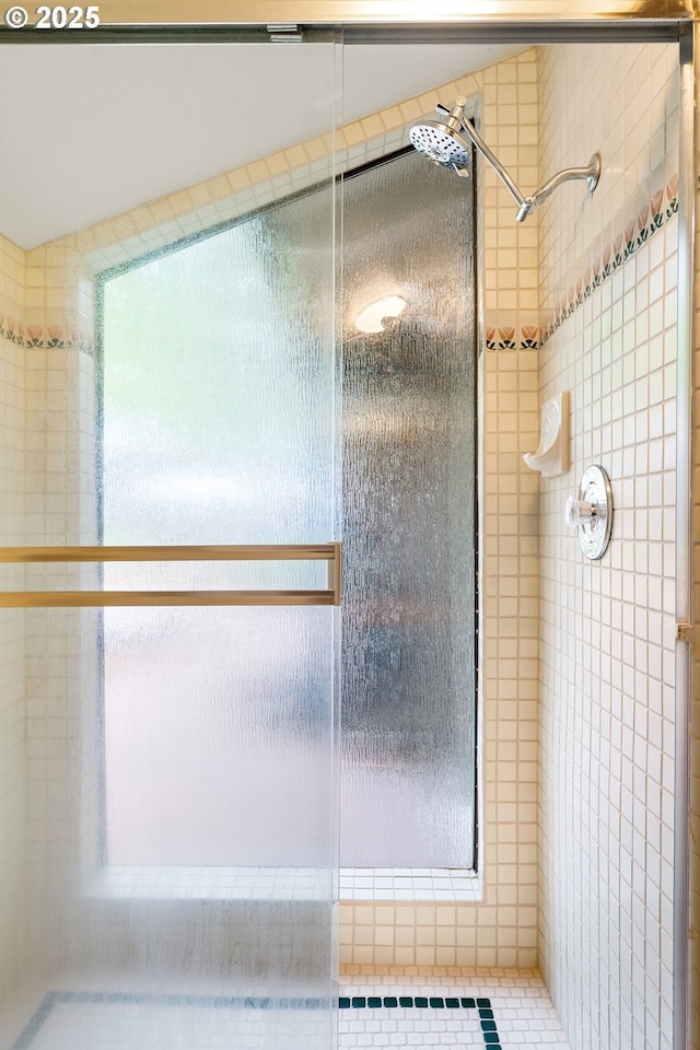 bathroom featuring a shower stall