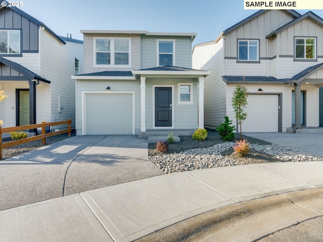 view of front of property featuring a garage