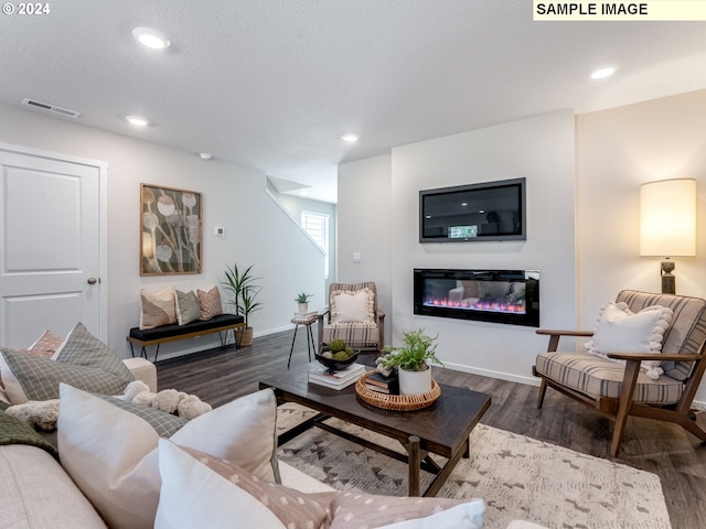 living room featuring dark hardwood / wood-style flooring